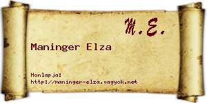 Maninger Elza névjegykártya